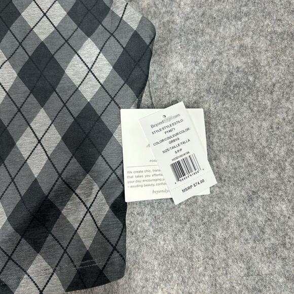 Beyond Yoga Refocus Crop Tank Top Womens Small Argyle Plaid Gray High Neck - Picture 5 of 10